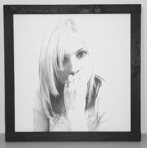 Steve Greaves - Carly - framed photorealism portrait painting 