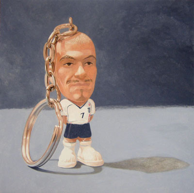 David Beckham Key Ring - Photorealism Portrait Toy Painting by Steve Greaves
