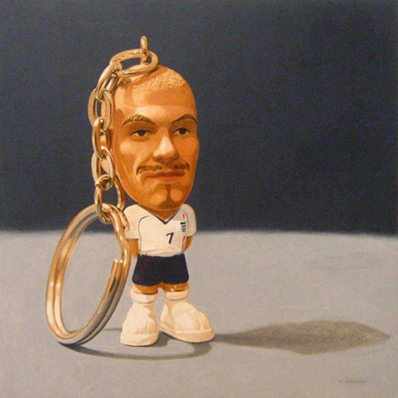 David Beckham Key Ring - Photorealism Toy Painting by Steve Greaves