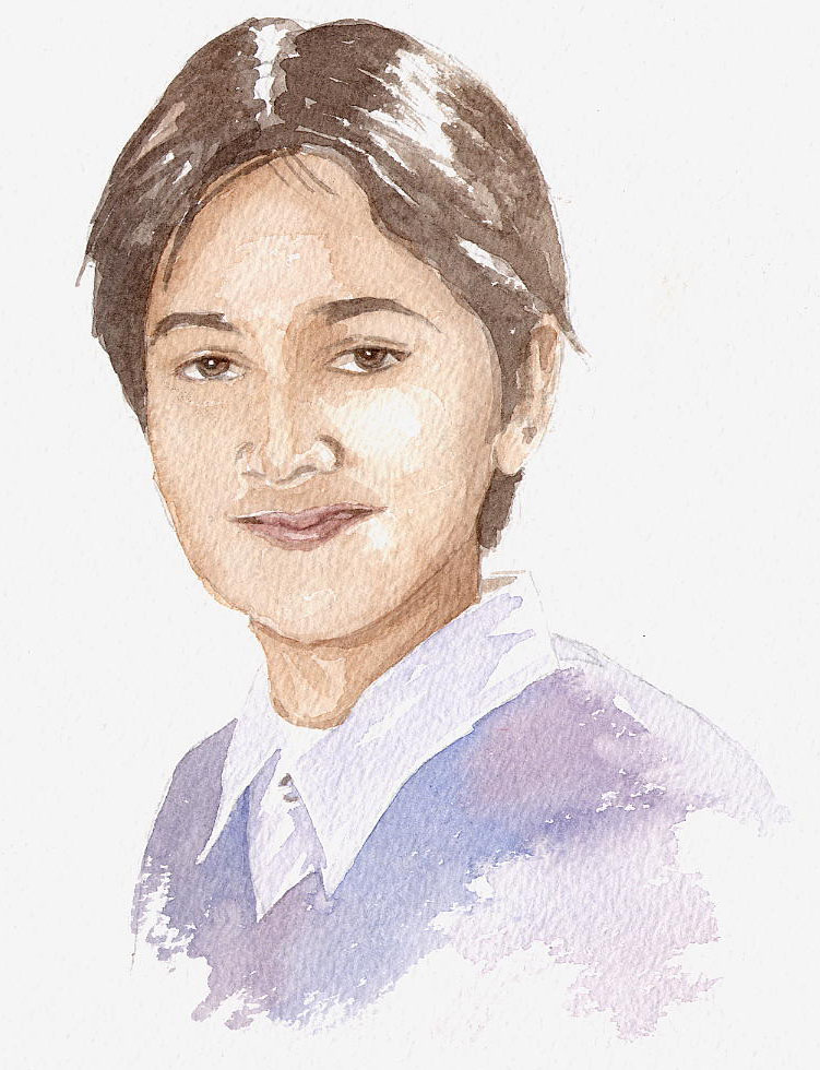 Steve Greaves - Asian Boy - watercolour portrait painting