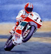 Steve Greaves - Carl "Foggy" Fogarty - photorealism watercolour sport painting