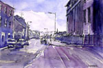 Steve Greaves - Church Street, Barnsley - landscape painting in ink & watercolour