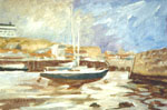 Steve Greaves - Moored Boats, Whitby - landscape marine painting