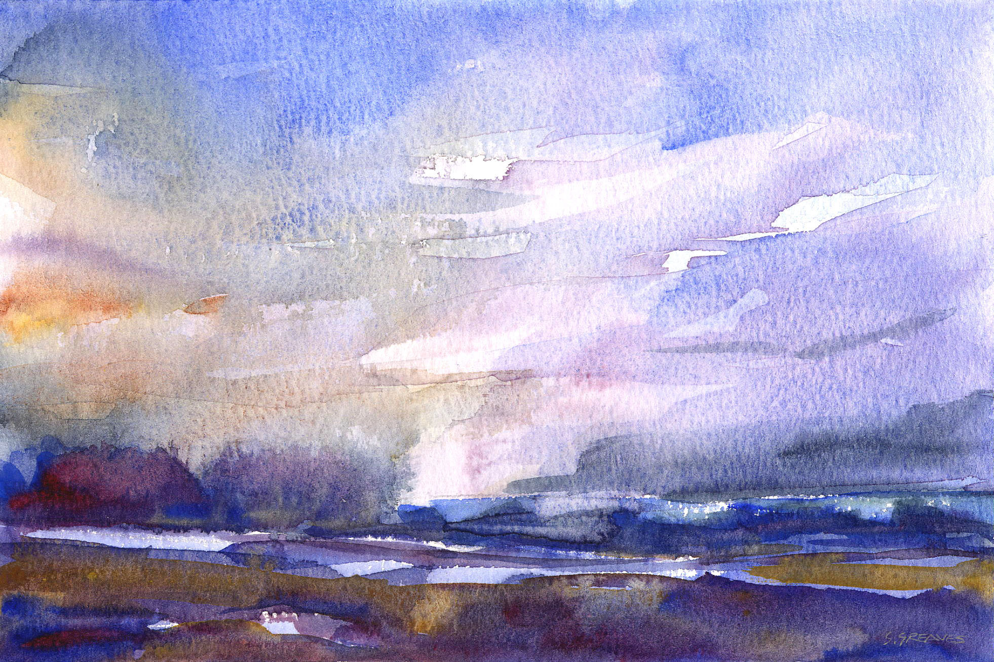 Steve Greaves - Barnburgh - watercolour landscape painting